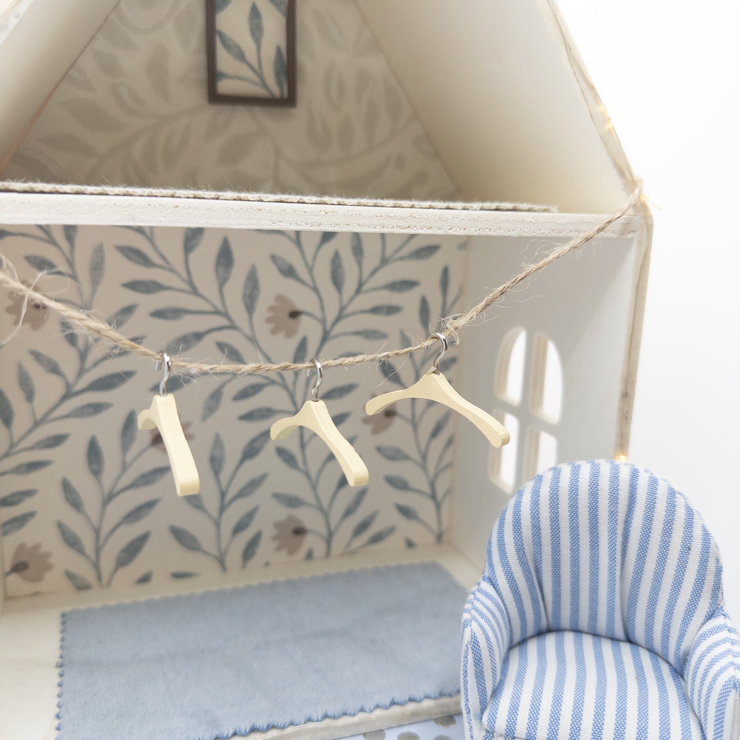 3x Miniature Wooden Clothes Hangers