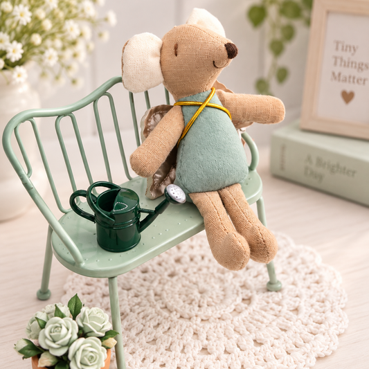 Miniature Mint Green Metal Bench