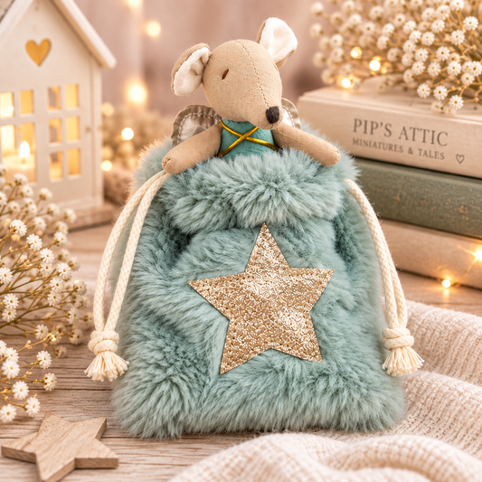 Green Fairy Mouse in a Fluffy Bag