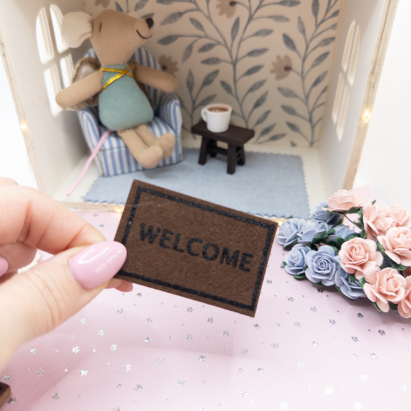 Miniature Welcome door mat