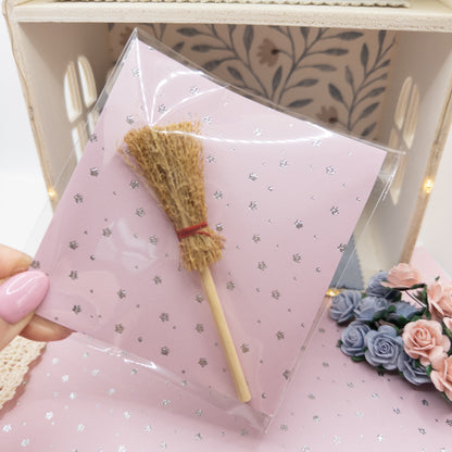 Miniature wooden broom