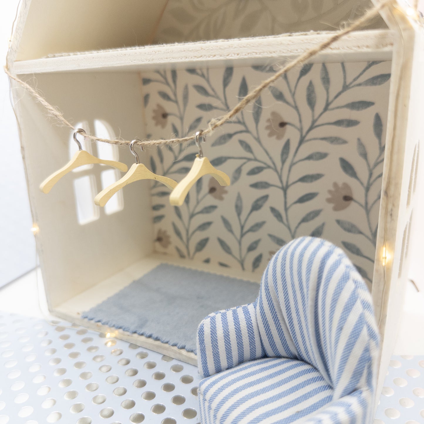 3x Miniature Wooden Clothes Hangers