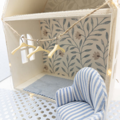3x Miniature Wooden Clothes Hangers