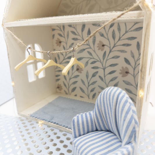 3x Miniature Wooden Clothes Hangers