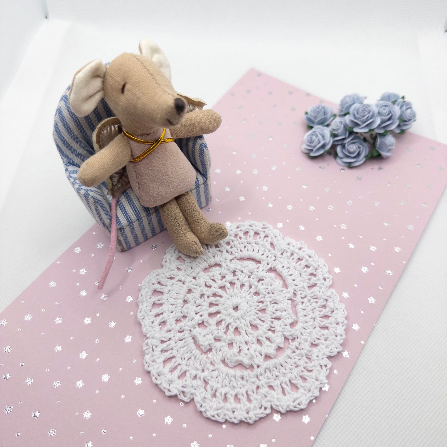 Hand Crocheted Miniature Rug - White