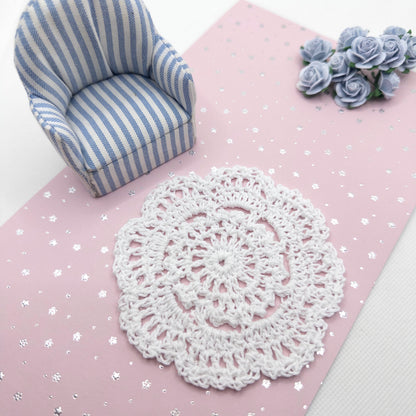 Hand Crocheted Miniature Rug - White