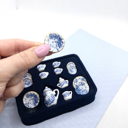 Pip's 15 Piece Blue & White Porcelain Tea Set