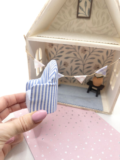 Blue & White Striped Miniature Curved Chair