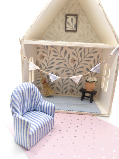 Blue & White Striped Miniature Curved Chair