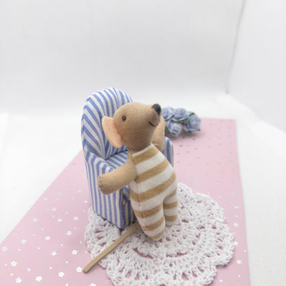 Beige Striped Baby Mouse