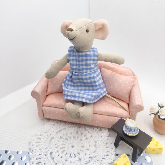 Matilda Mouse Wearing Blue Gingham Dress