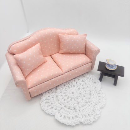 Pink Polka Dot Miniature Sofa