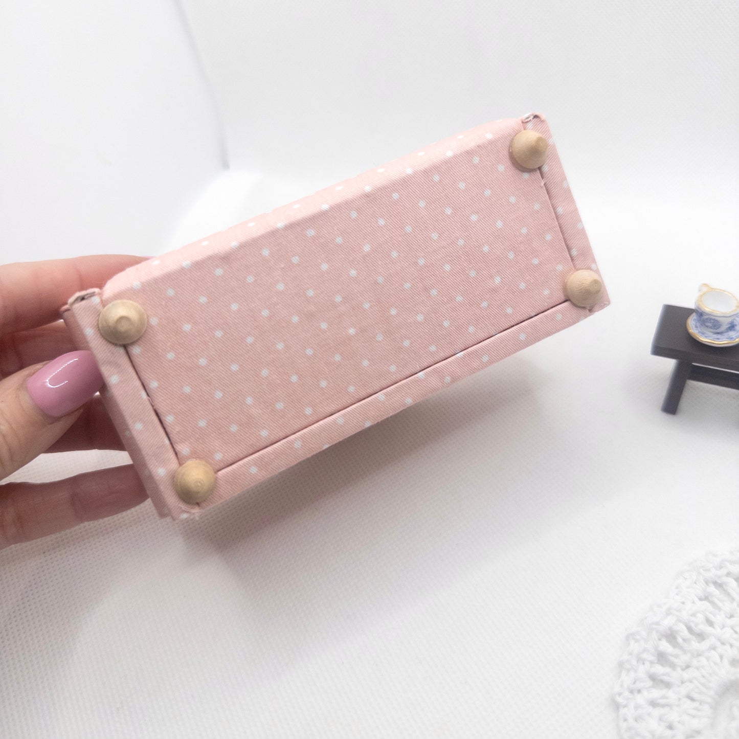 Pink Polka Dot Miniature Sofa