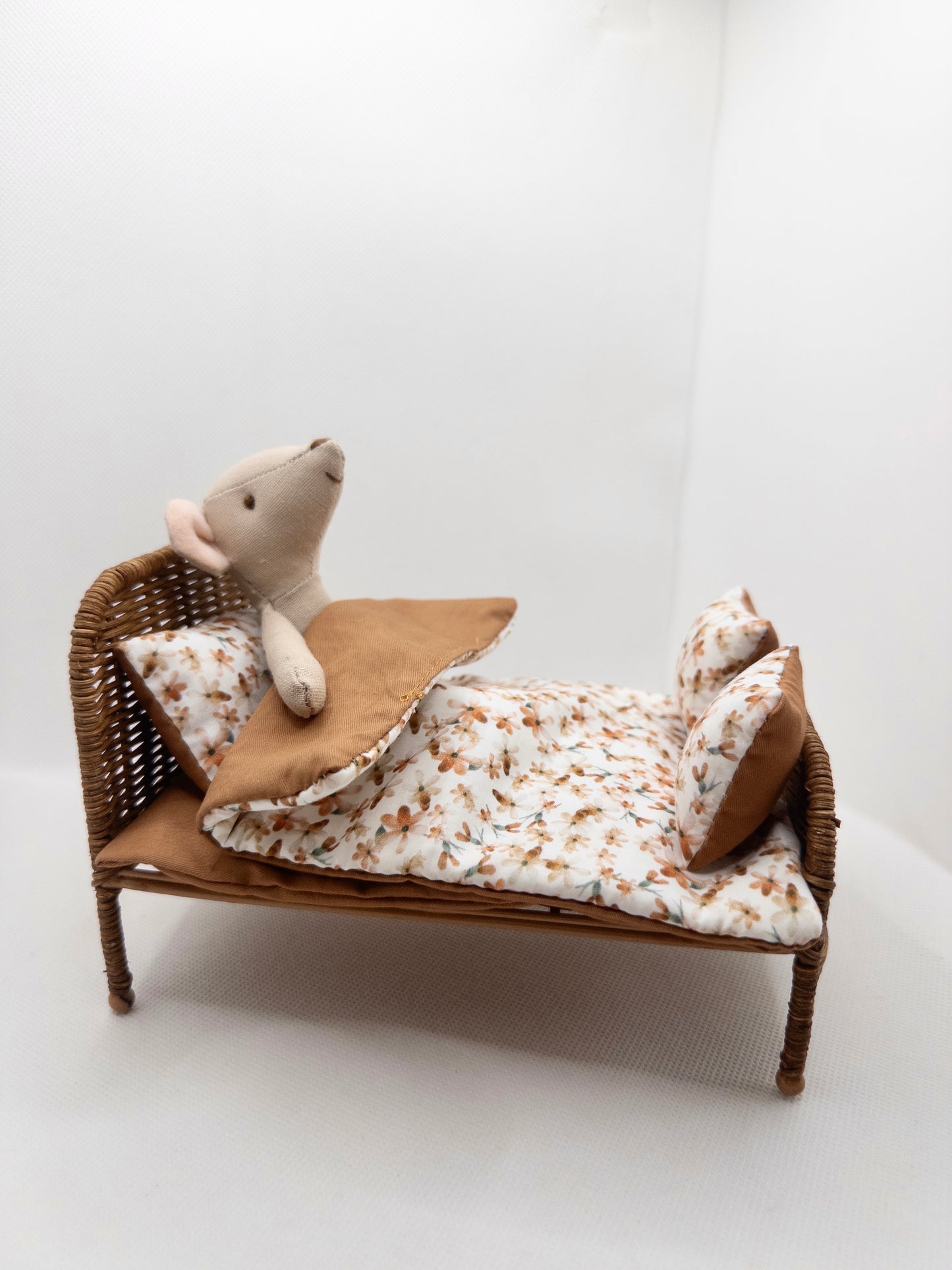 The Attic Rattan Bed & Bedding Set - Walnut