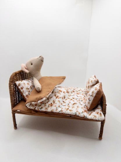 The Attic Rattan Bed & Bedding Set - Walnut