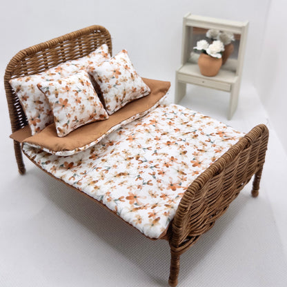 The Attic Rattan Bed & Bedding Set - Walnut