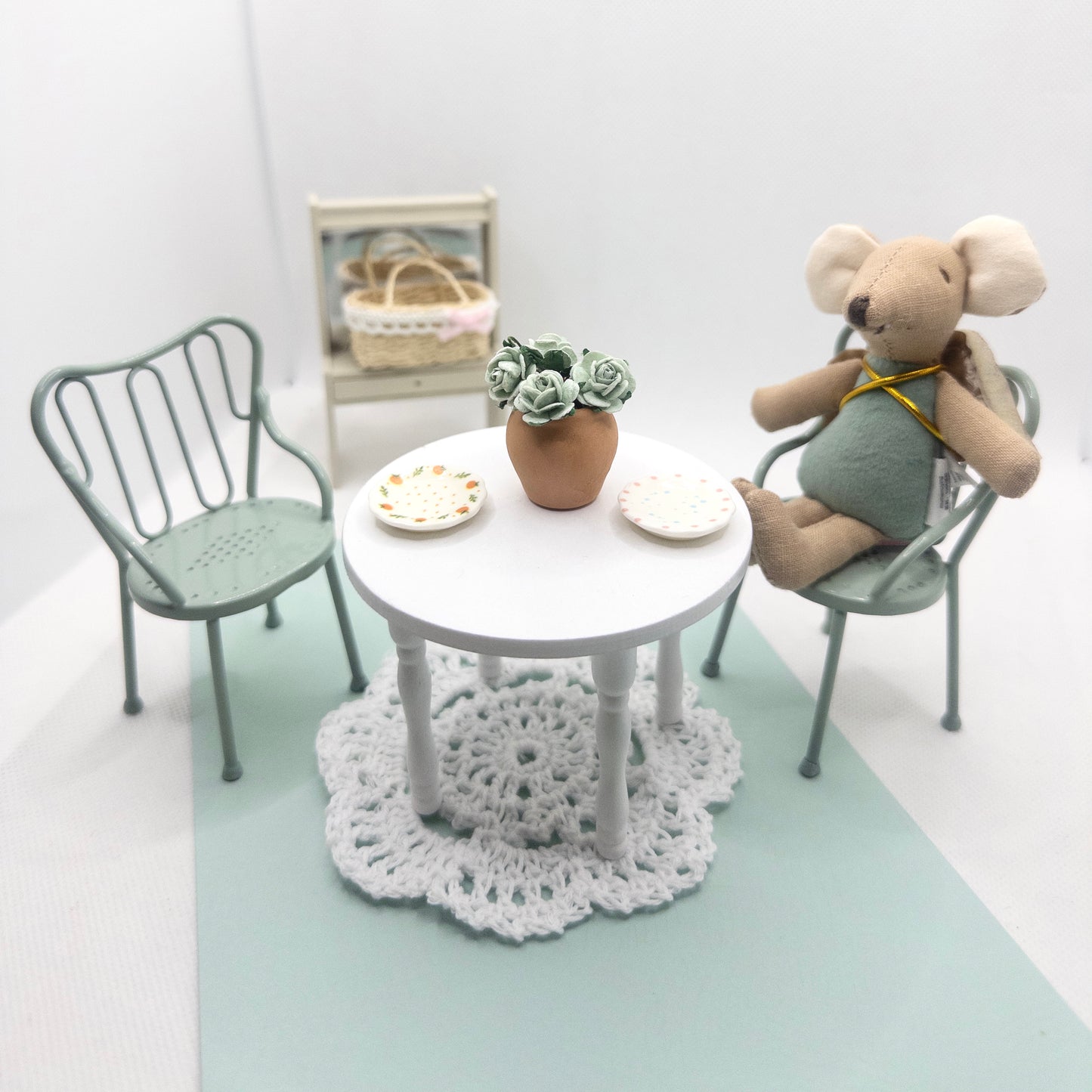 Miniature Mint Green Metal Chair