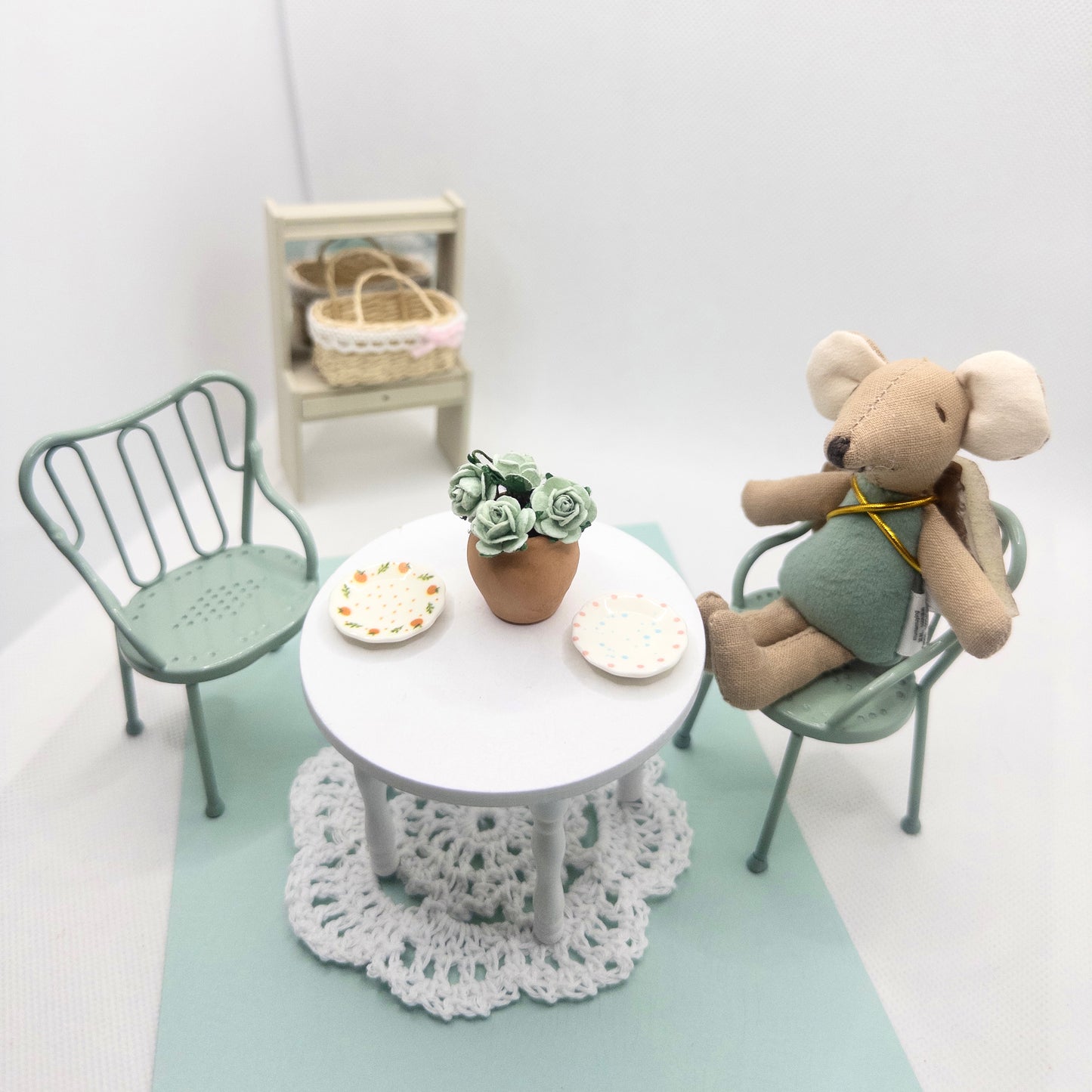 Miniature Mint Green Metal Chair