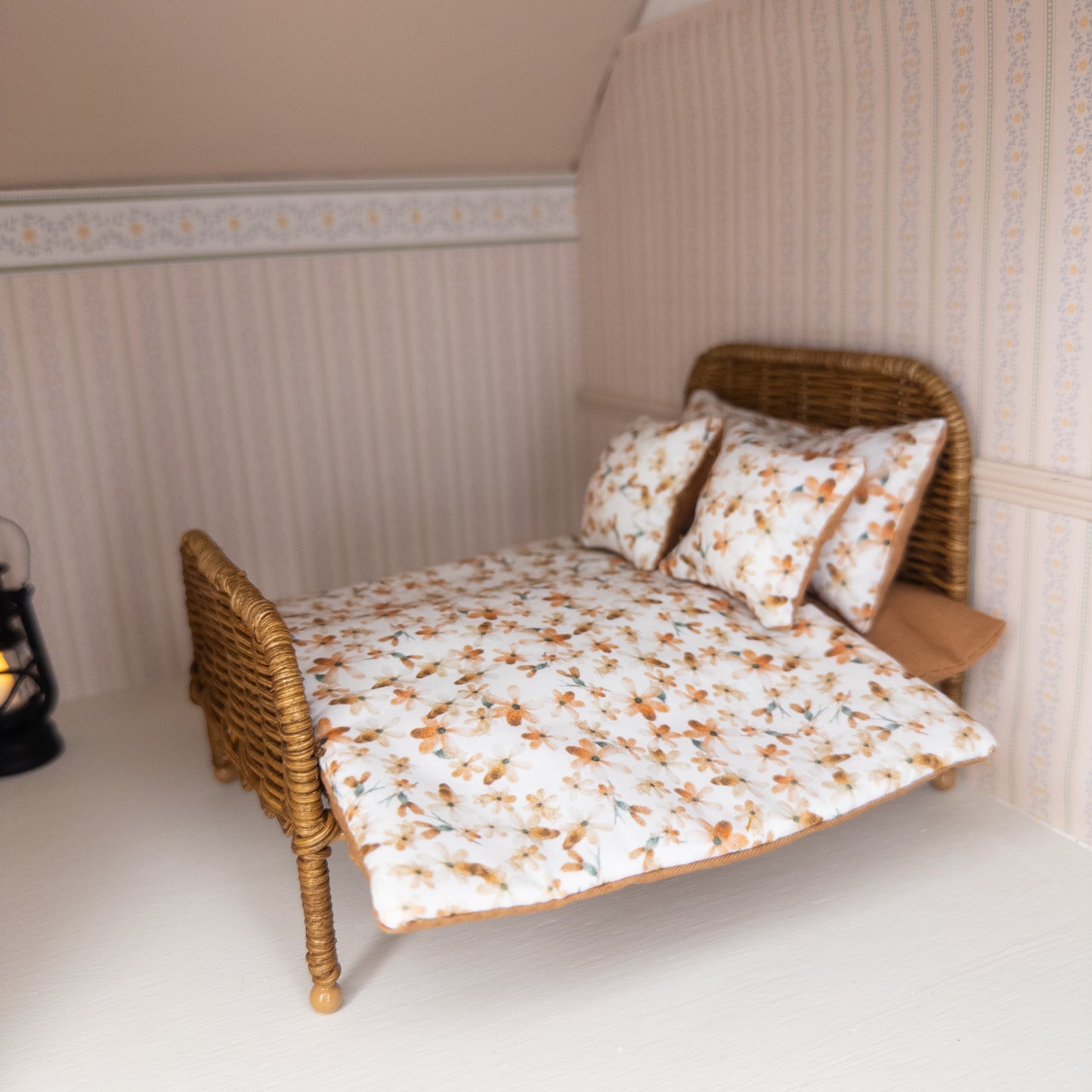The Attic Rattan Bed & Bedding Set - Walnut