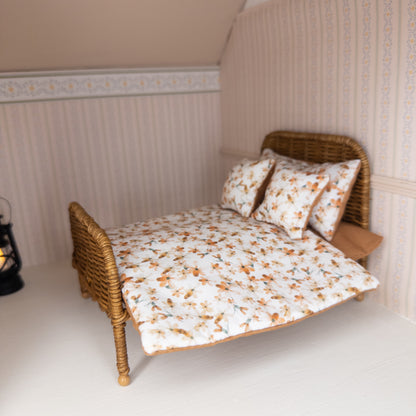 The Attic Rattan Bed & Bedding Set - Walnut