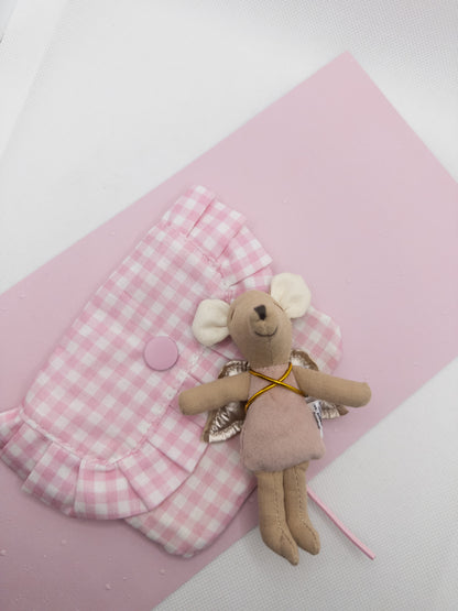 Mouse in a Pouch - Pink Gingham