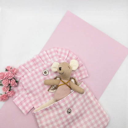 Mouse in a Pouch - Pink Gingham