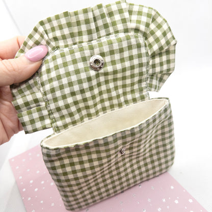 Mouse in a Pouch - Green Gingham