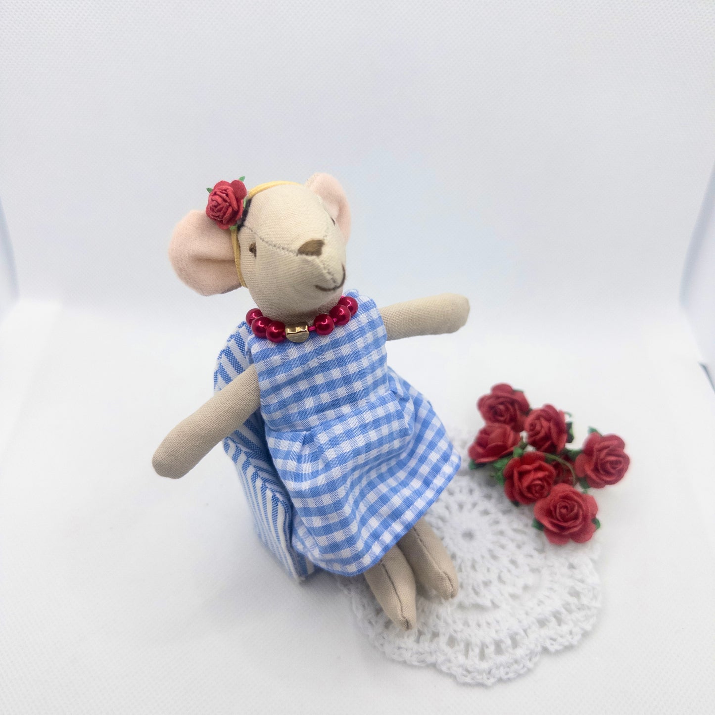 Handmade Miniature Rose Headband - Red