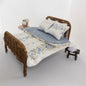 The Attic Rattan Bed & Bedding Set - Blue Floral & Walnut