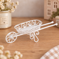 Miniature Ornate White Metal Wheelbarrow